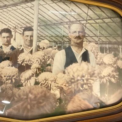 Antique photo in concave glass frame - Flower Market