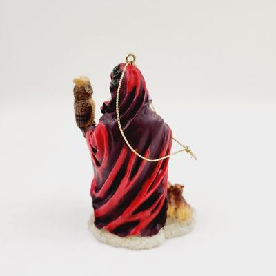 FATHER CHRISTMAS W/ AN OWL ORNAMENT