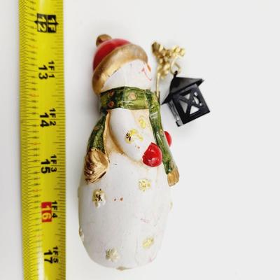 SMALL SNOWMAN WITH A LAMP FIGURINE