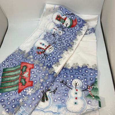Winter Holiday Folk Art Snowman Themed Rectangle Tablecloth