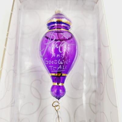 HALLMARK PERFECT HARMONY ETCHED GLASS "PEACE & GOOD WILL" ORNAMENT