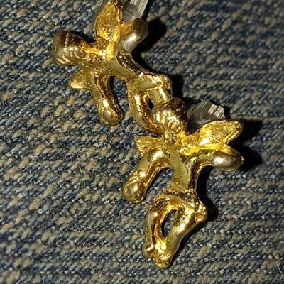 Small Gold Cherub Stud Earrings