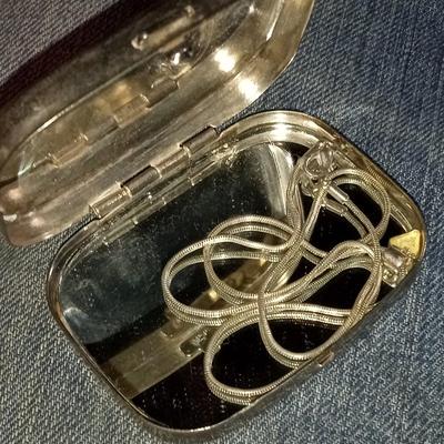 Vintage Sterling Silver Necklace and Vintage Pill Box