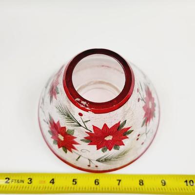 CRACKLE GLASS POINSETTIA CANDLE TOPPER