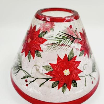 CRACKLE GLASS POINSETTIA CANDLE TOPPER