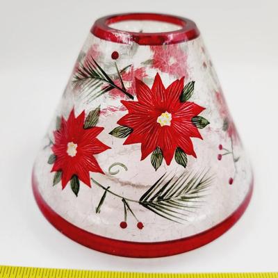 CRACKLE GLASS POINSETTIA CANDLE TOPPER