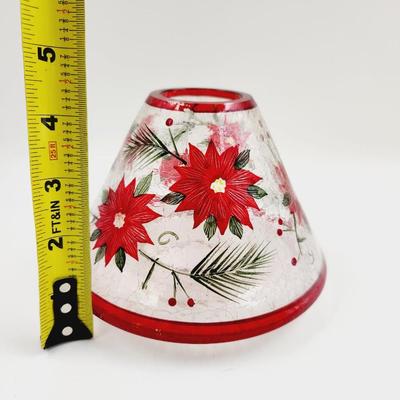 CRACKLE GLASS POINSETTIA CANDLE TOPPER