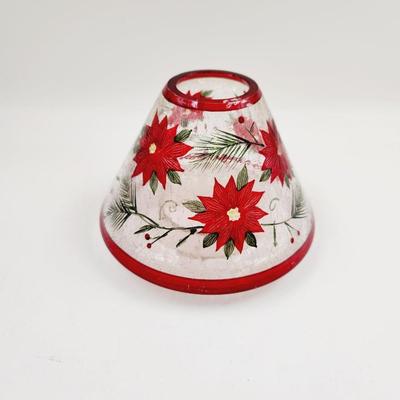CRACKLE GLASS POINSETTIA CANDLE TOPPER