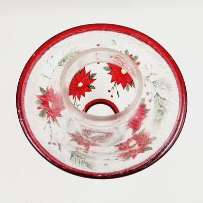 CRACKLE GLASS POINSETTIA CANDLE TOPPER