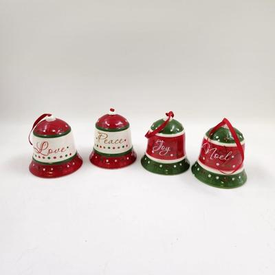 PEACE, LOVE, JOY & NOEL SET OF 4 BELLS
