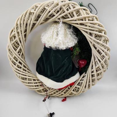 BEAUTIFUL WOVEN WOOD SANTA AND MORE WREATH