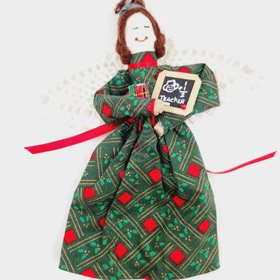 HAND CRAFTED CHRISTMAS TEACHER ANGEL ORNAMENT