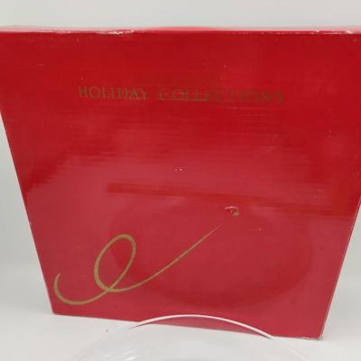HOLIDAY COLLECTIONS GLASS SANTA COOKIE SERVING PLATTER