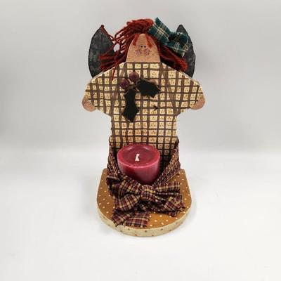 CUTE WOODEN CHRISTMAS ANGEL CANDLE HOLDER