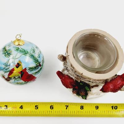 CHRISTMAS CARDINAL CANDLE & ORNAMENT BUNDLE