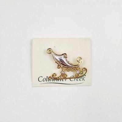 COLDWATER CREEK SILVER & GOLD TONED SLED BROOCH