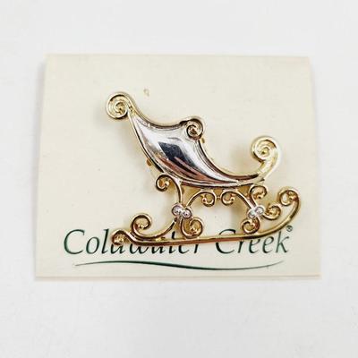 COLDWATER CREEK SILVER & GOLD TONED SLED BROOCH