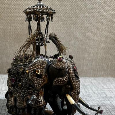 Silver Armored Indian Elephant Antique Victorian Era 