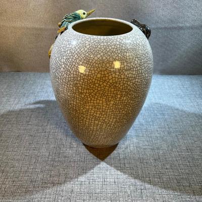 Chinese Shiwan Vase Bird w/ Pears 