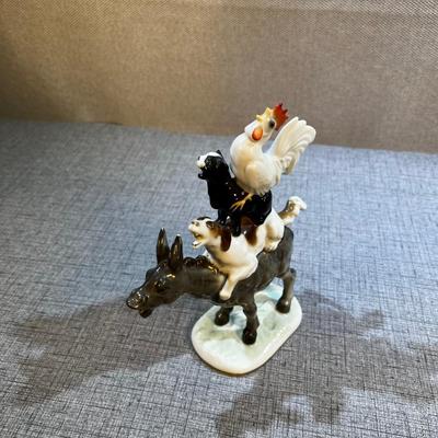 Whimsical Hutchenreather Porcelain Pile on the Donkey, Barn Animals 