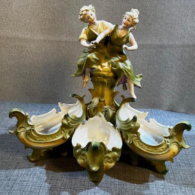 Art Nouveau Sitzendorf Maiden Figural Centerpiece