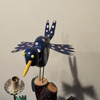 Fabulous Whimsical Hand Crafted Bird Lamp by Carey 