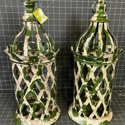 2 Awesome Rustic Green Candle Lantern