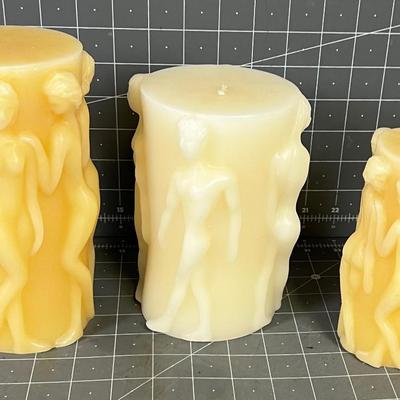 3 Nude Candles, Un-used 