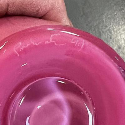 Hand Signed / Hand Blown 1994 Pink Glass Venetian Vase