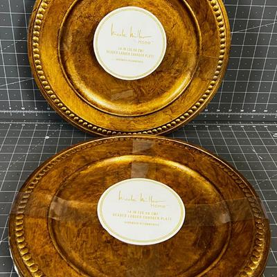Nicole Miller Home Lacquer Beaded Charger Plate NEW (8) 