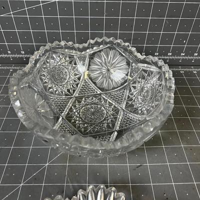 2 Cut Glass FINE Crystal Dishes