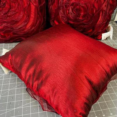 3 Red Burgundy Throw Pillows, NEW 