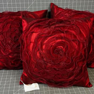 3 Red Burgundy Throw Pillows, NEW 