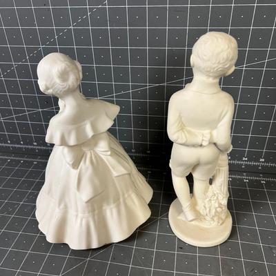 Porcelain Bisque Figurines, Boy and Girl