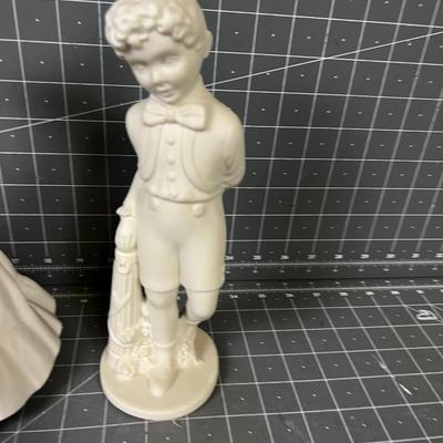 Porcelain Bisque Figurines, Boy and Girl