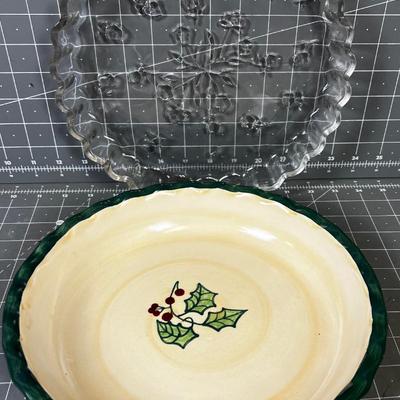 Pie Plates; Ceramic and Clear