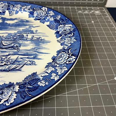 Enoch Wood Blue Turkey Platter, Rare Find! 