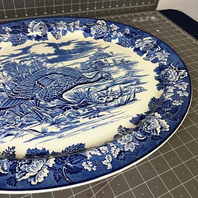 Enoch Wood Blue Turkey Platter, Rare Find! 