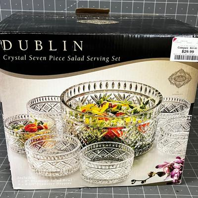 Crystal DUBLIN Salad Set 5 Bowls and Large Salad Bowl 