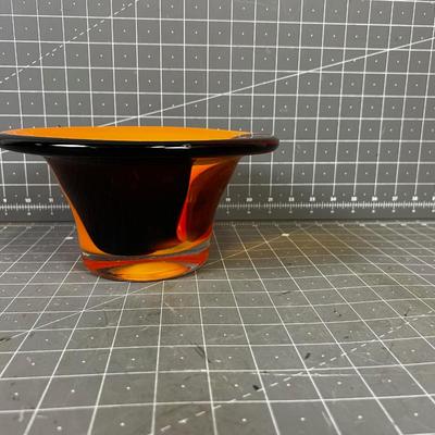 Gorgeous Hand Blown Orange Glass Bowl