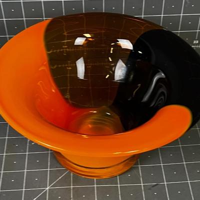 Gorgeous Hand Blown Orange Glass Bowl