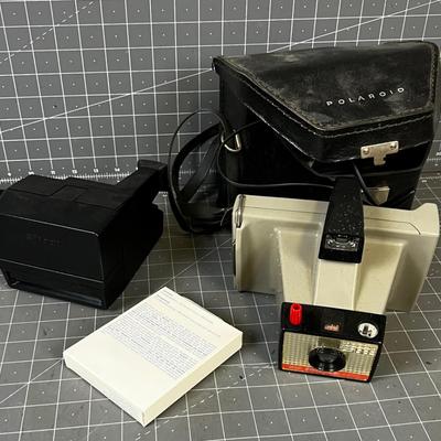 2 Polaroid Camera, Film, Case 