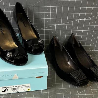 2 - 7-1/2 Black Shoes NEW 