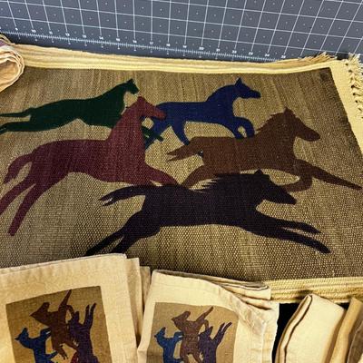 14 Woven Placemats with Horses