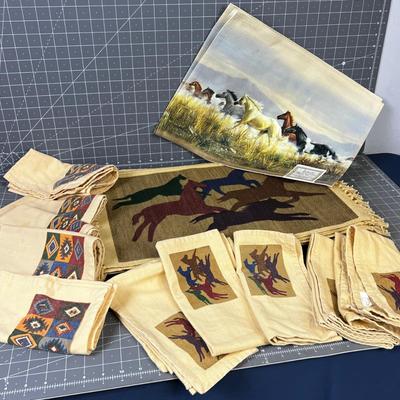 14 Woven Placemats with Horses