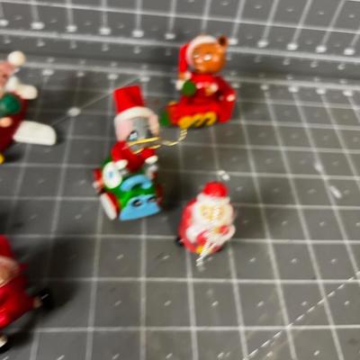 Small Wood Christmas Ornaments Mice and Santa