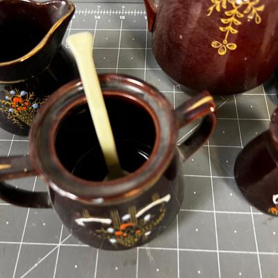 Brown Japan: Coffee Pot, S&P, Cream & Sugar