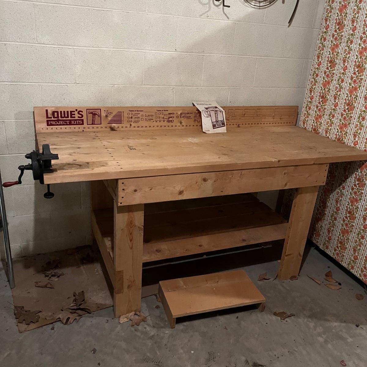 Lowes Wooden Workbench With Luther Hand Grinder (BMG)