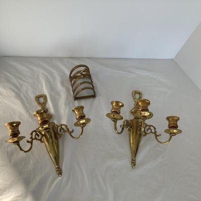 8222 Brass Sconces with Brass Desk Accessories