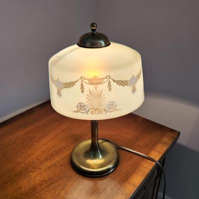 Lot #153  Vintage Frosted glass Boudoir Lamp - works